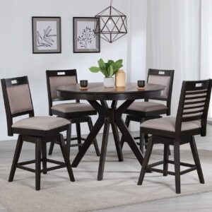Urban Styles Dallas Counter Height Round Table + 4 Swivel Chairs