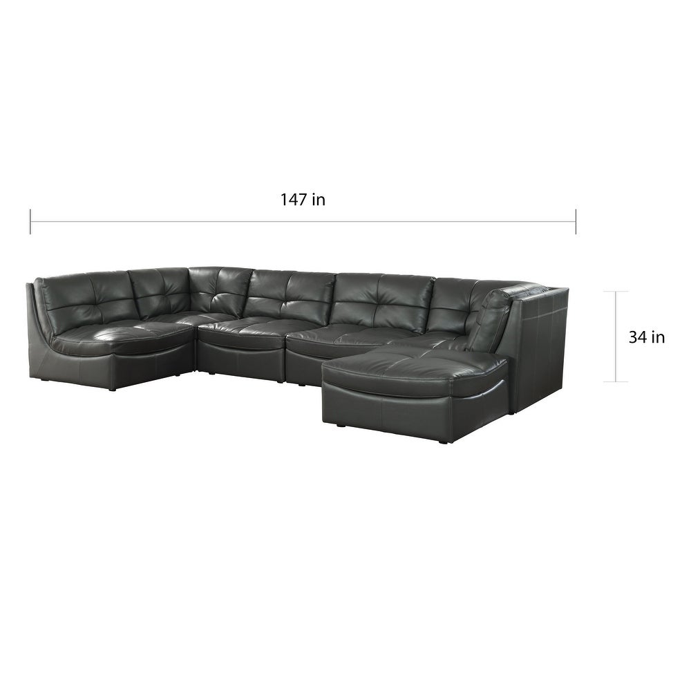 Furniture of America Grey Modular Sectional with Ottoman