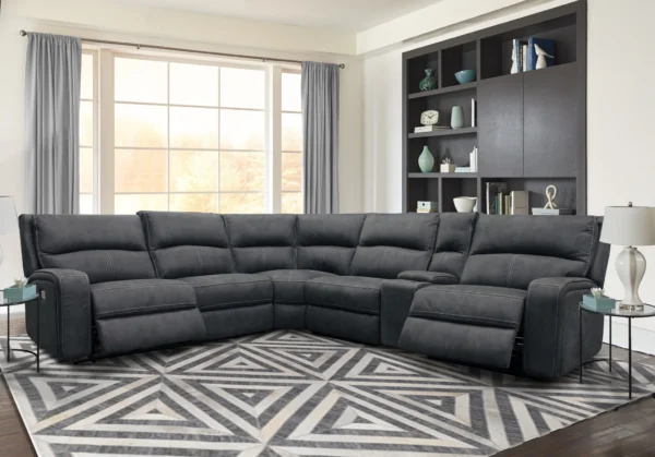 A Black Color Recliner Couch Placed on a Carpet